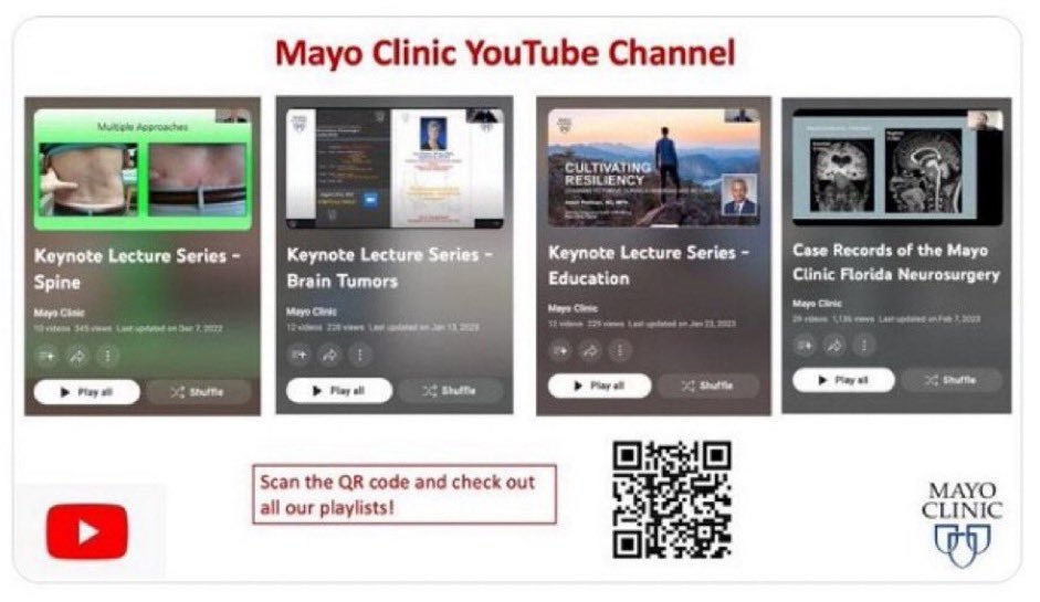 Don’t forget to check out our YouTube channel, including the Lecture Series’ and Case Records’ of the Mayo Clinic Florida Neurosurgery! linktr.ee/neurosurgeryma… @DoctorQMd @kchaichanamd @SeizureSurgeon @wchrisfox @iyamah_abode @jpnavarro_md @diogo_mgarcia @paosmeade @lmichmd