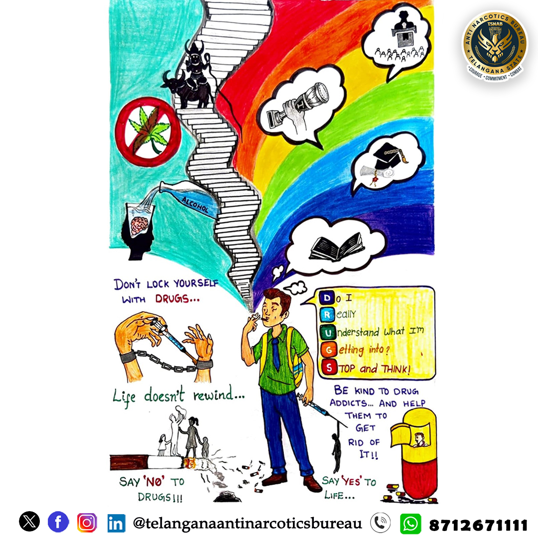 Don't lock youself with Drugs because Life doesn't Rewind. Say No to Drugs. @TelanganaDGP @director_tsnab @narcoticsbureau @CVAnandIPS @hydcitypolice @cyberabadpolice @RachakondaCop @TelanganaCOPs @NMBA_MSJE @UNODC #drugfreetelangana #drugfreegeneration #UNODC #NMBA