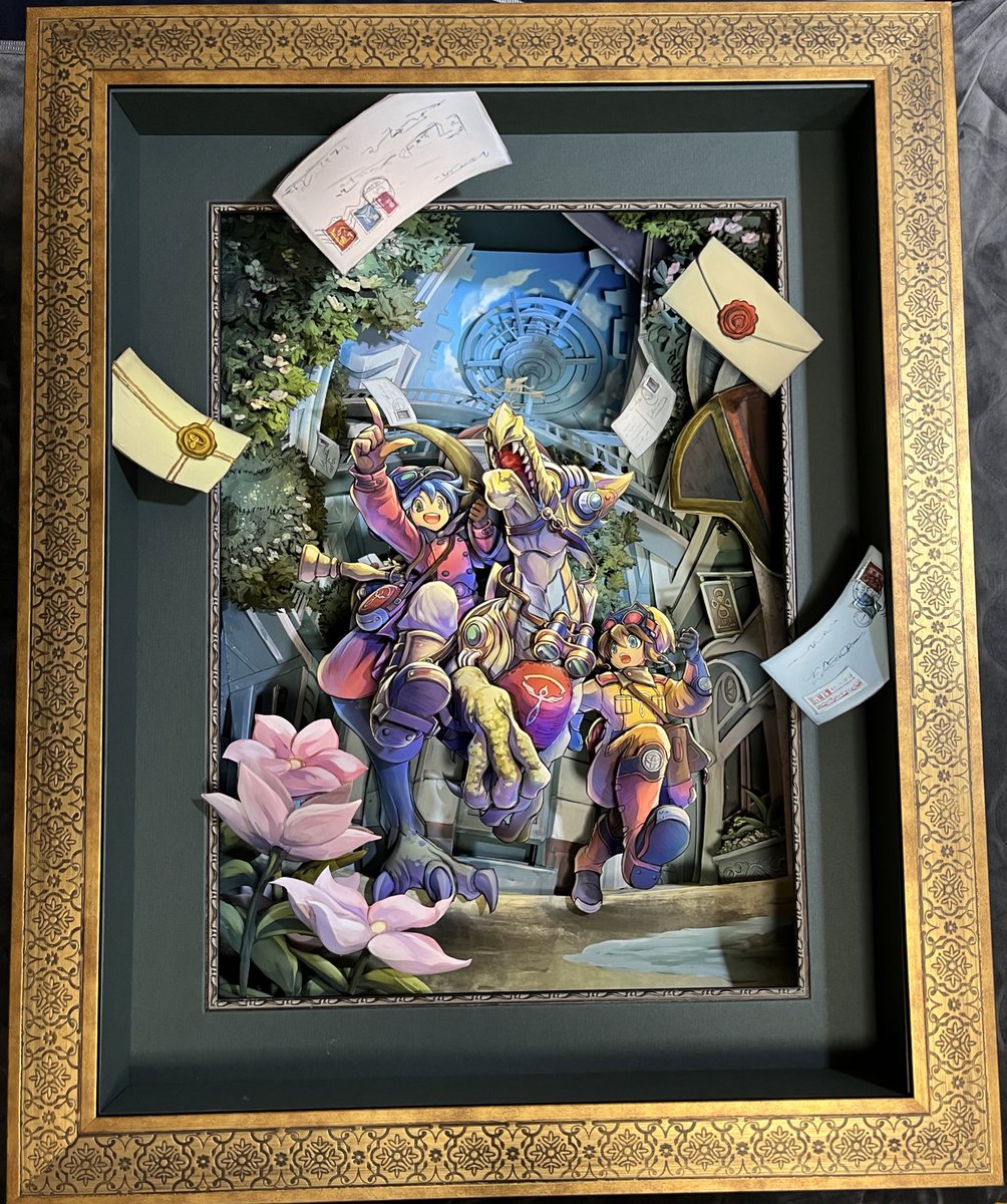 kanju's tweet image. 六本木国立新美術館で1月25日（木）〜2月3日（土）に開催されるシャドーボックス展。展示予定の『天空総合集配センター -出向！陸路配送部-』完成しました！猫囃子先生（@BeginningEgg ）に特別に書き下ろしていただいたイラストです。全力で作らせていただきました。 #新作シャドーボックス