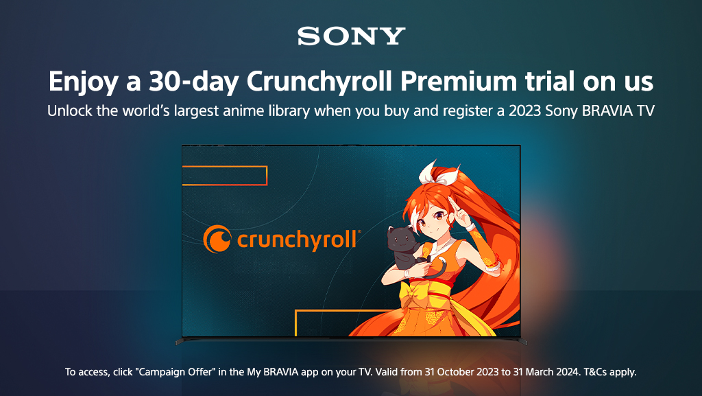 Are you a big anime fan? Unlock the world’s largest library of content with a free 30-day premium trial of Crunchyroll when you buy and register a selected 2023 @Sonyuk BRAVIA TV. Take a look -> hughesdeals.co.uk/MSL32u