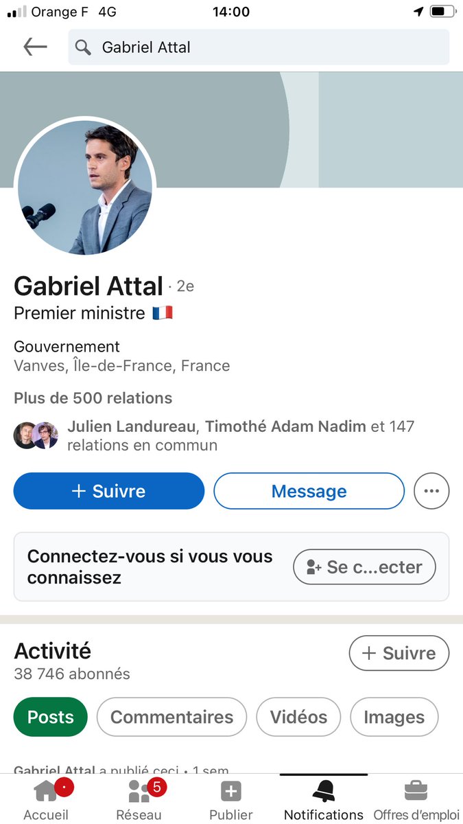 Fidèle à l’esprit originel du macronisme, Gabriel Attal a aussitôt actualisé son profil LinkedIn