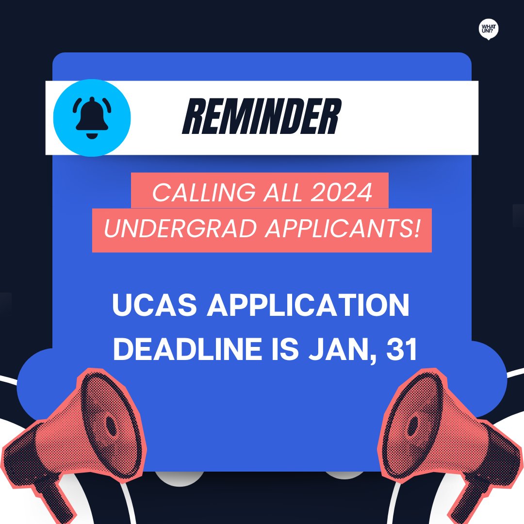 Whatuni's tweet image. ⏰ Attention all students! The UCAS deadline is fast approaching. Don&apos;t miss your chance to apply for your dream university! 🎓

#deadline #ucas #uniapplication #DreamUniversity #FutureIsCalling