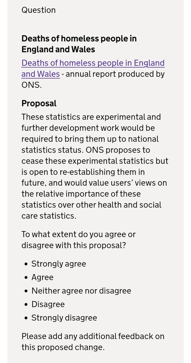 CraigTweeted's tweet photo. Several stories in the national media today about the #ONS proposal to cease publication of #mortalitydata for #homelesspeople. One element in a large consultation which opened last month & it runs until 5th March.
Here's the link: https://t.co/u6zxwt7DvF https://t.co/vrE3ZutQ6a