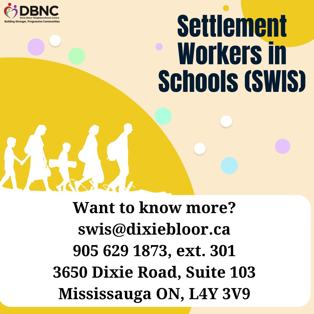 The SWIS team at DBNC offers the essential support that newcomer parents and children need at schools. They often act as the bridge between the families and school staff to help both better understand the other.

#mydbnc #settlementservices