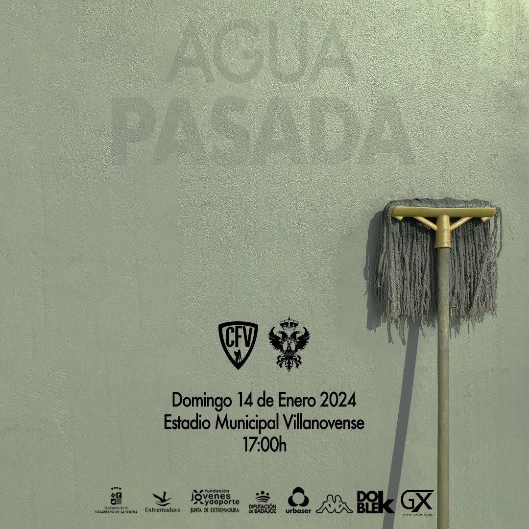 cfvillanovense's tweet photo. AGUA PASADA🌂

🆚 @CFTalavera 
🗓️ Domingo 14 Enero
🏟️ Estadio Municipal Villanovense 
🕔 17:00h

#avantivillano
#villanovensetalavera https://t.co/9FaeTrPIiX