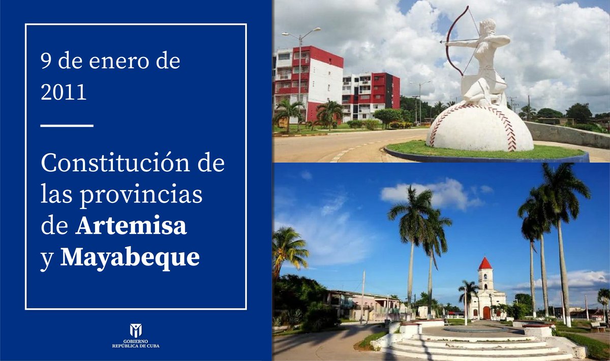 Muchas felicidades al pueblo de #Artemisa y #Mayabeque, jóvenes provincias que celebran hoy el 13 aniversario de su constitución. Continúen trabajando para elevar el desarrollo económico y social de sus territorios, #JuntosXCuba.