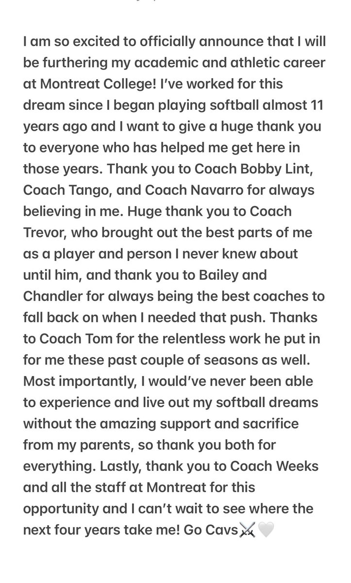 Commited🤍⚔️ 
<a href="/MontreatSB/">Montreat College Softball</a> <a href="/CorbinWeeks/">Corbin Weeks</a>
