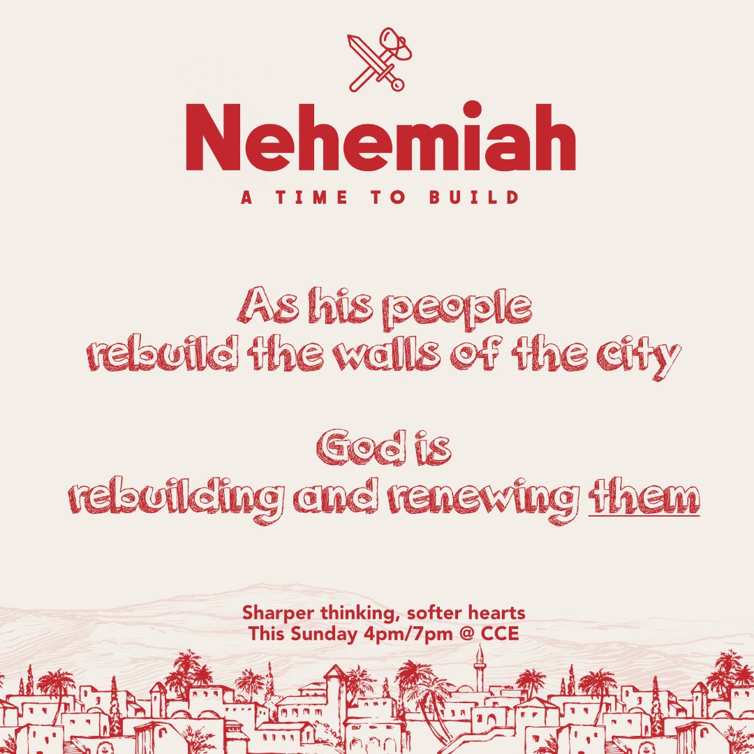 Endcliffechurch's tweet photo. We're starting a new sermon series in Nehemiah this Sunday. As we look to big changes ahead at our church, let's see how the physical rebuilding of the city parallels the spiritual rebuilding of the people, then and now. https://t.co/FNb0Gcpenu