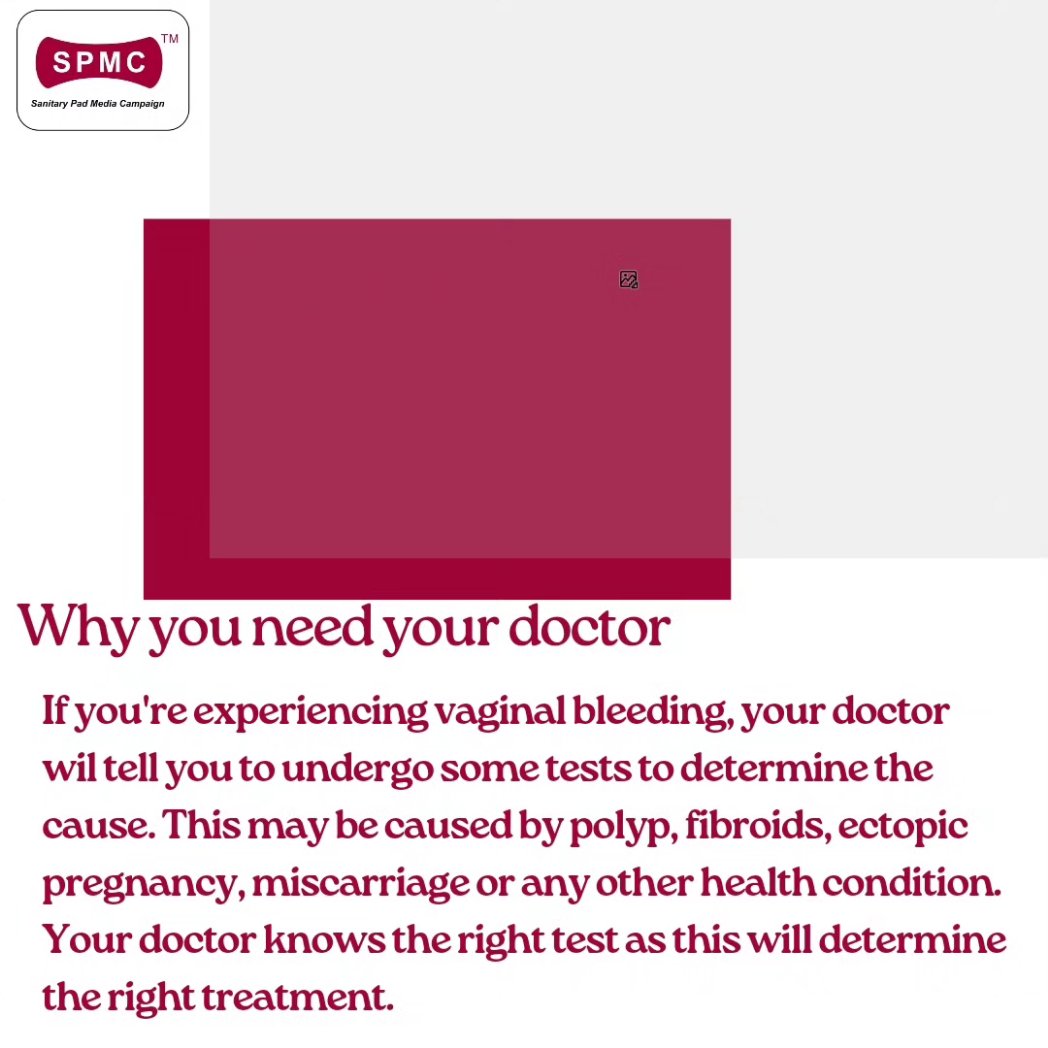 SanitaryMediaC's tweet photo. There's no need to be alarmed. Speak with your doctor
#bleeding #spotting #bleedingbetweenperiods #periods #periodtips #menstrualchallenges #menstrualtips #padscholarship https://t.co/mTrVJQ3sIL