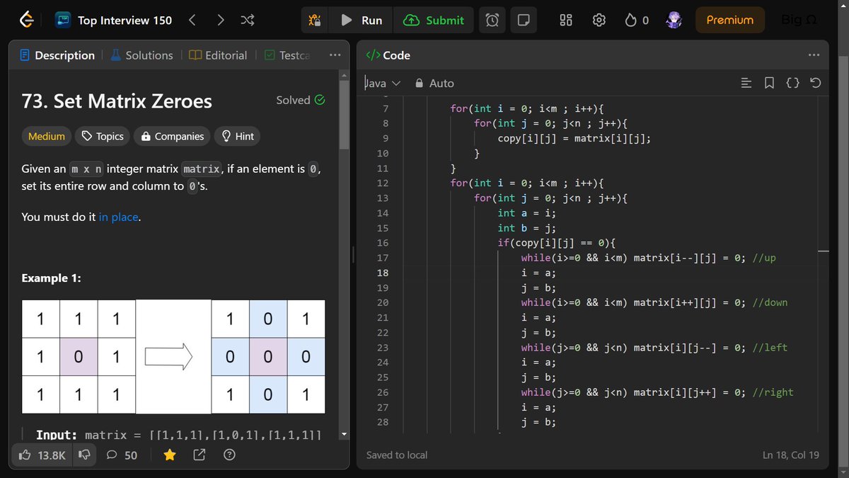 nehathecoder's tweet image. Day 91 of #100DaysOfCode 
🌟HTML :
Studied HTML interview questions 
🌟DSA :
✅ Subarray Sum Equals K
✅ Set Matrix Zeroes
#coding #problemsolving