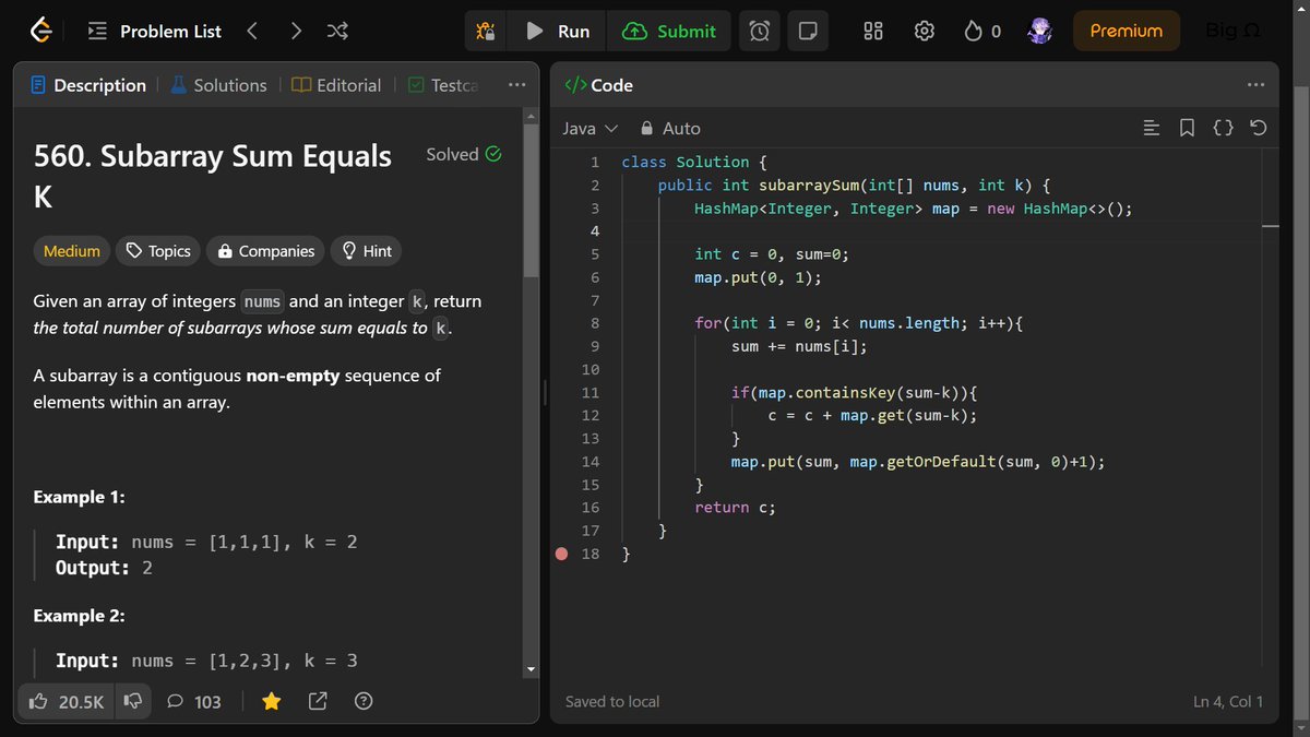 nehathecoder's tweet image. Day 91 of #100DaysOfCode 
🌟HTML :
Studied HTML interview questions 
🌟DSA :
✅ Subarray Sum Equals K
✅ Set Matrix Zeroes
#coding #problemsolving