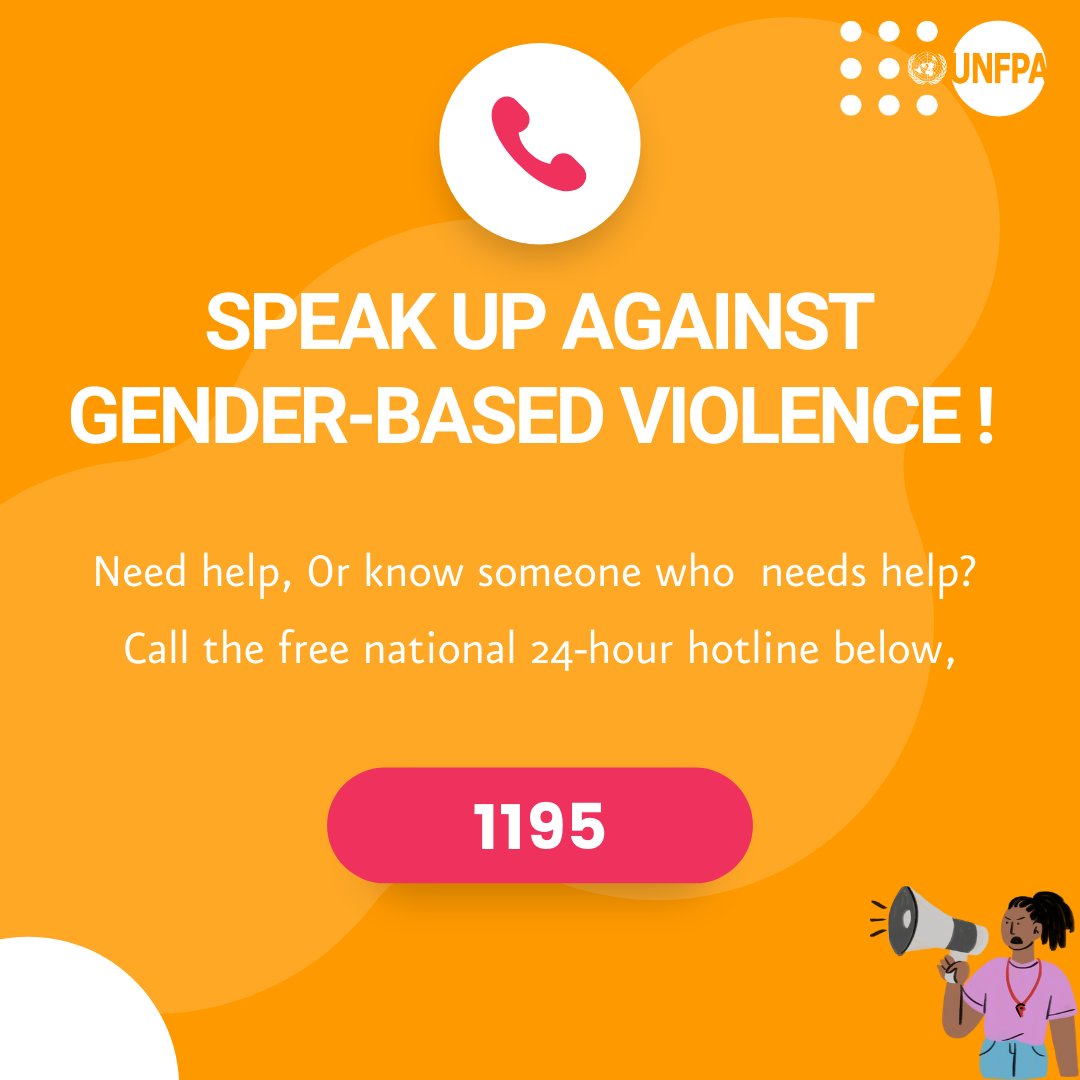 If you or someone you know is facing gender-based violence, there is help available. Reach out to @HealthAssistKe's toll-free helpline 1195 for survivor-centered support and justice. Remember, you are not alone. Together we can #EndGBV.