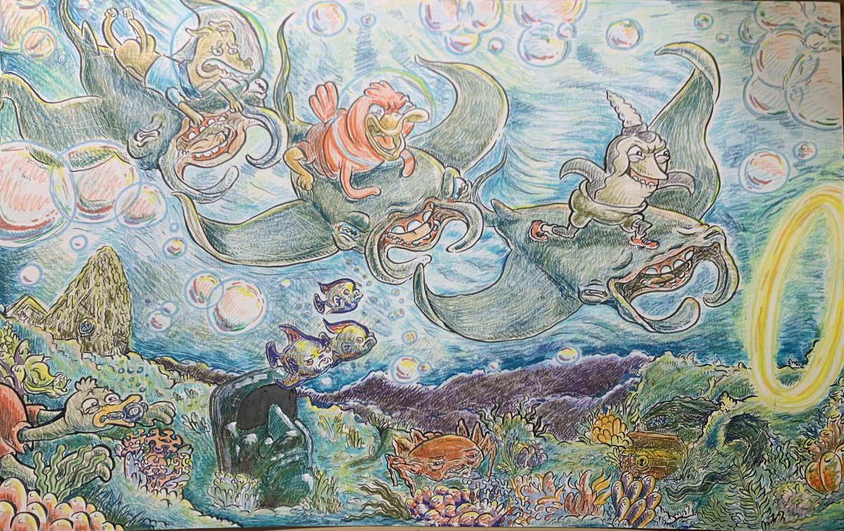 cartoonvending's tweet photo. #wienerduck rides manta rays 
#illustration #artist #artshare https://t.co/CEE6nLailY