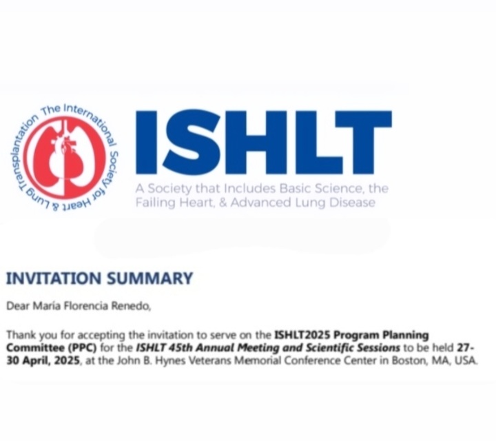 I am glad to have been invited to participate in the ISHLT2025 Annual Meeting as part of the 'Program Planning Committee'. Huge challenge ahead! @ISHLT Thank you so much!