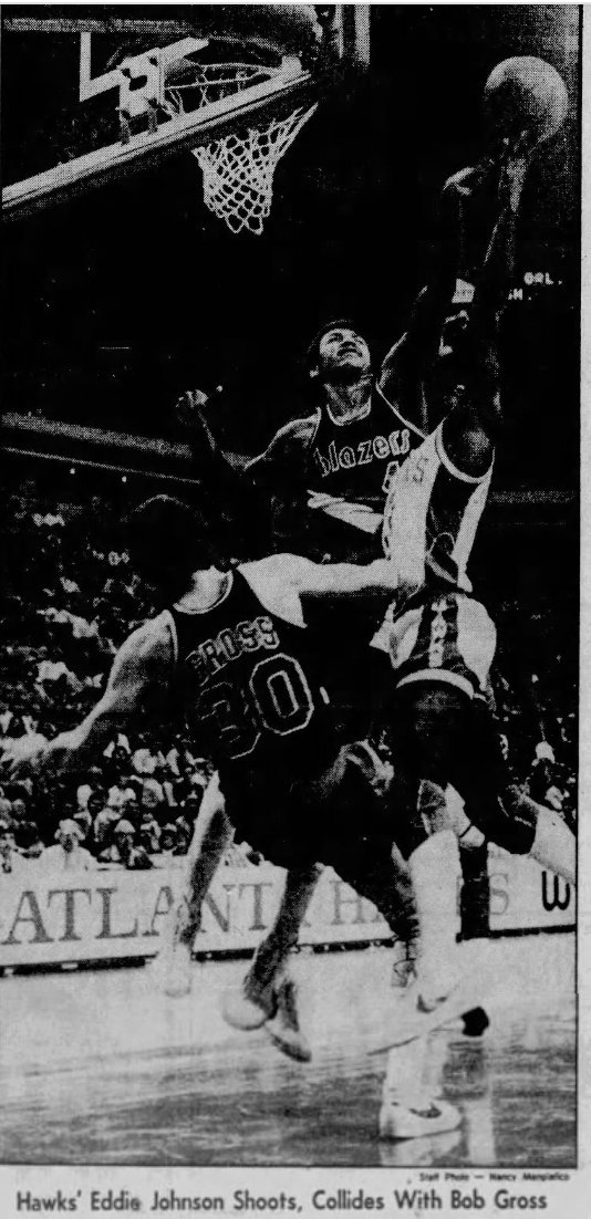 77Blazers's tweet photo. Jan 16 1979 - #MauriceLucas scored 31 pts but @trailblazers drop a 111-110 game vs @ATLHawks as #JohnDrew scored 36 pts. 
Drew hit 14 of 16 FT's while Lucas settled for a single FT in the game. "I shoot 24 times &amp; I only go to the line once."

#RipCity https://t.co/CgojBc4ZXR