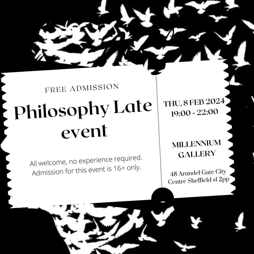 Thinking_Space_'s tweet photo. Join @great_lockrobin and others for a night of philosophy, art and booze at Millennium Gallery, Sheffield. All welcome, no experience required. Admission for this event is 16+
@SheffMuseums 
#ThinkTogetherSheffield #sheffieldissuper #philosophy #publicart #whatsonsheffield https://t.co/E5VnZrZS3p