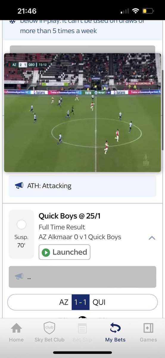 lugit2012's tweet photo. @SkyBet acca freeze is a con only freeze when it suits sky bet games was suspended u till quick boys where losing with no explanation given false advertisement https://t.co/6hVAQdZL71