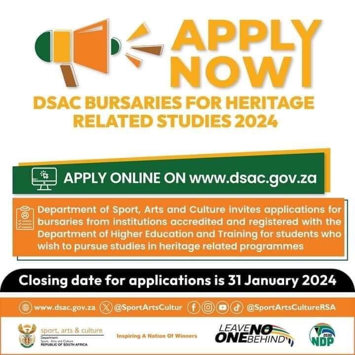 OurVoiceMag1's tweet photo. DSAC Bursaries for heritage related studies 2024!
#opportunity https://t.co/rv4y9qc25H