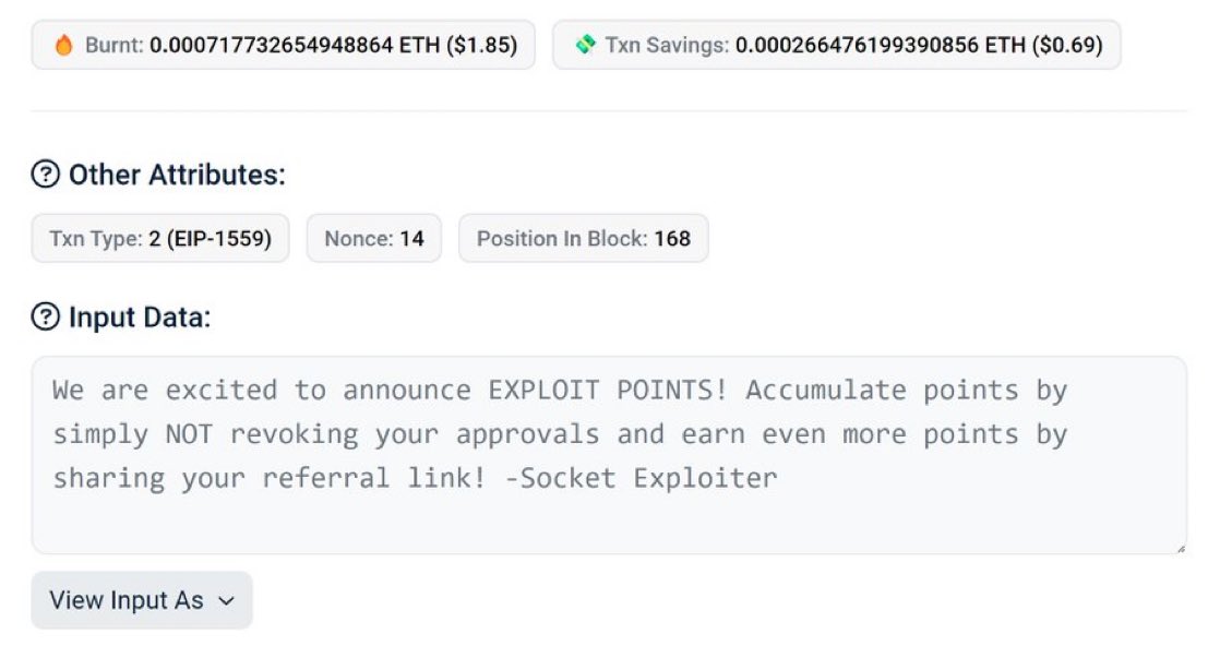 coinacademy_fr's tweet photo. 😅 Le hacker de Socket annonce un système d’ « EXPLOIT POINTS » pour encourager les utilisateurs à ne pas révoquer les contrats touchés… https://t.co/yJwzk66goK