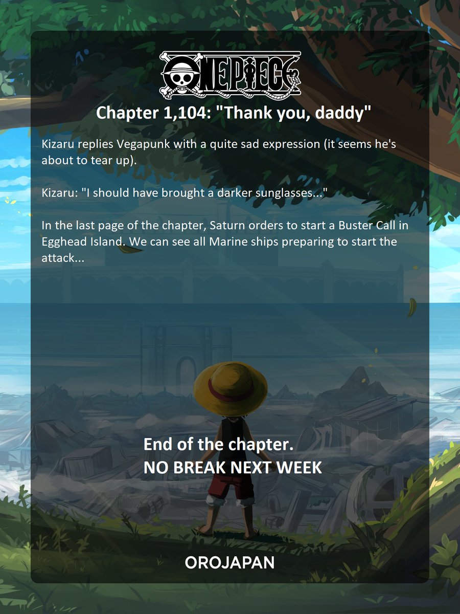 #onepiece1104SPoilers #ONEPIECE1104 
Chapter 1,104 full text spoilers.