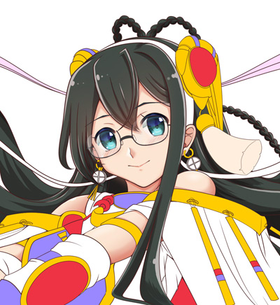 ooyodo (kancolle) 1girl black hair glasses long hair solo cosplay blue eyes  illustration images