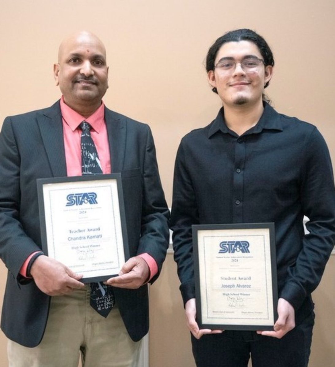 What a joy to see Joseph Alvarez and Chandra Karnati on their much deserved recognition as STAR student and STAR teacher for the City of Gainesville. Joseph will attend @MIT in the fall. His story is truly inspiring! #GoBigRed