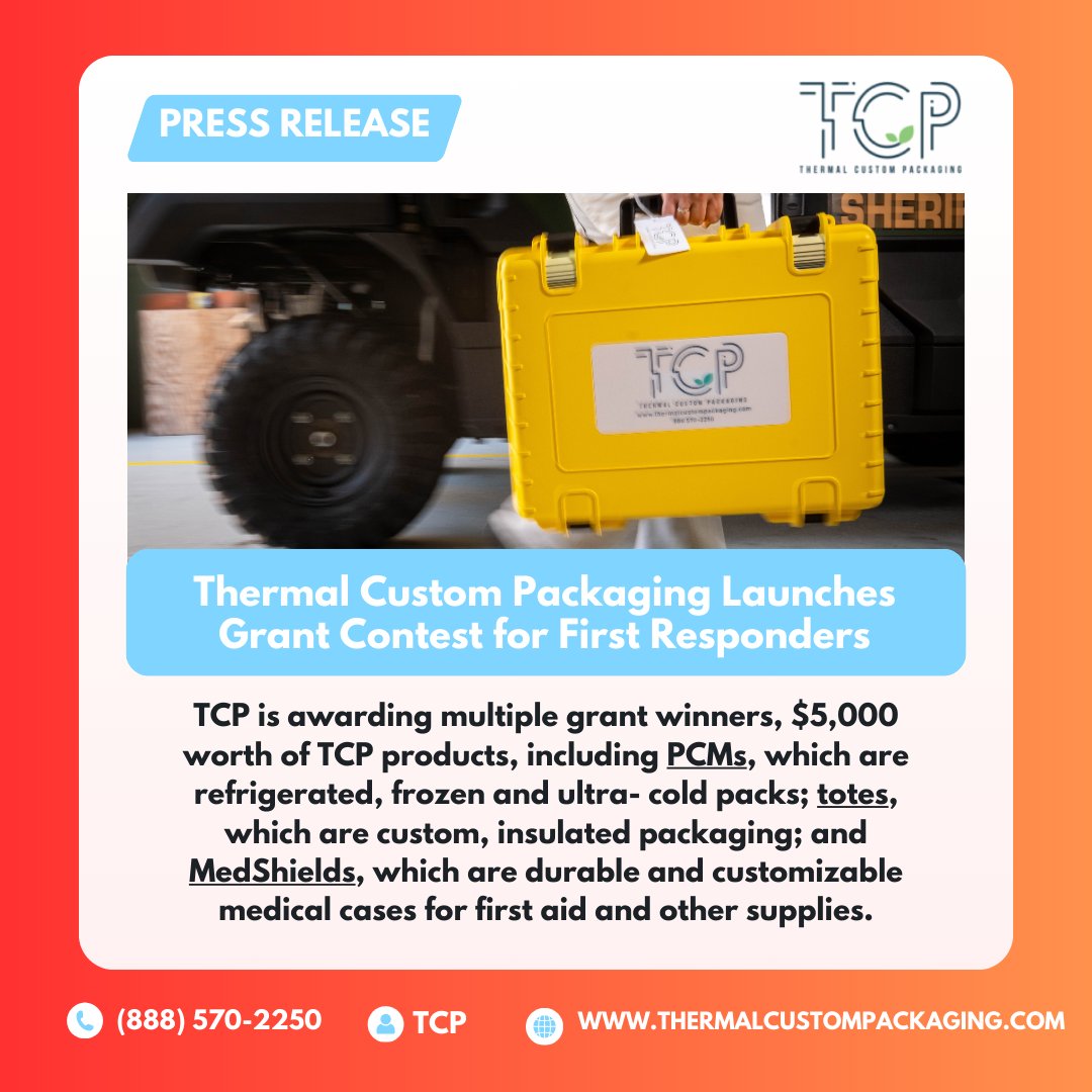 Exciting news - Check out our press release for more info! Let's empower those who protect and serve. 

Learn more and apply at thermalcustompackaging.co/48QK4a6 

Together, we make a difference! 

#TCPGrantContest #FirstResponders #CommunitySupport #EmpowerHeroes #InnovationForSafety