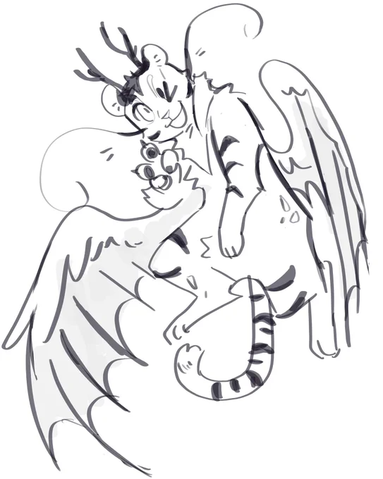 Obligatory tigersona doodle but with dragon features 