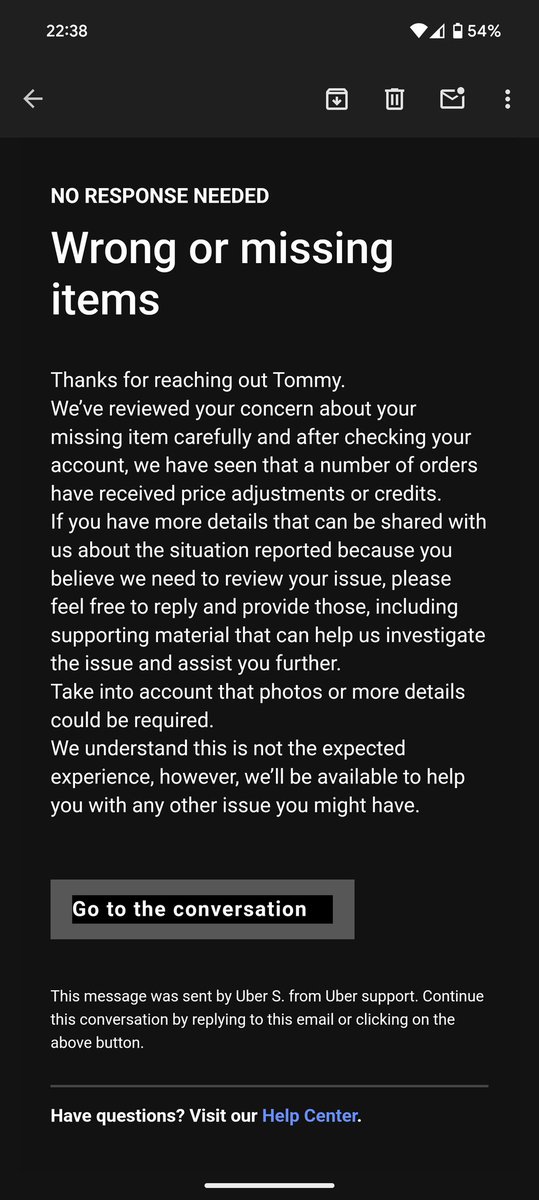 _murasaki180's tweet photo. @UberUKsupport I've paid £5.99 just to get some extra wings, but they've gone missing. I contacted the help center twice and received the same reply, even though I have evidence. Are you blaming customers for reporting every issue occurred and receiving the credits they deserve? https://t.co/MqQXWTr7Ft