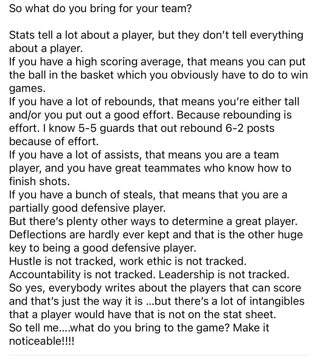 JDabbs86's tweet photo. As a member of the media, we have to be big into the stats, but as a player you can do so much more that’s not tracked in the stats! https://t.co/IJPYADeI5d
