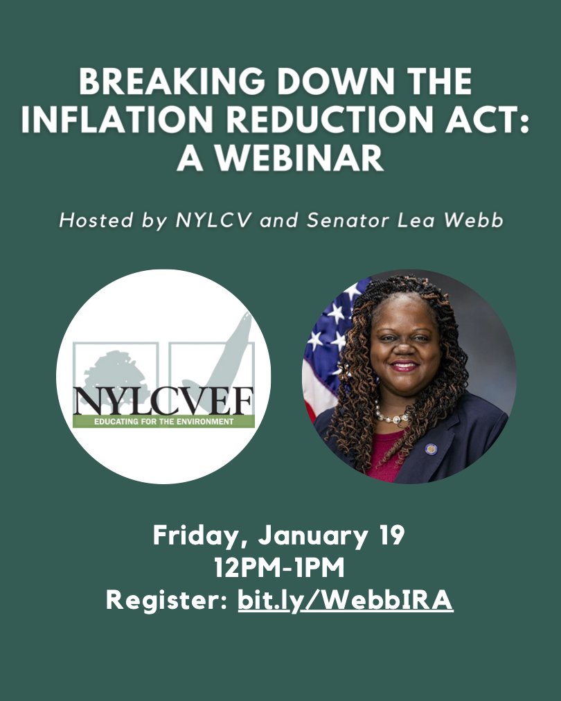 Friday! Join me and the <a href="/nylcv/">NYLCV</a> for an informational webinar to discuss how the IRA can help families, small businesses, &amp; our communities transition to clean energy, including info on tax credits and rebates for energy-efficient upgrades. Register here: bit.ly/WebbIRA