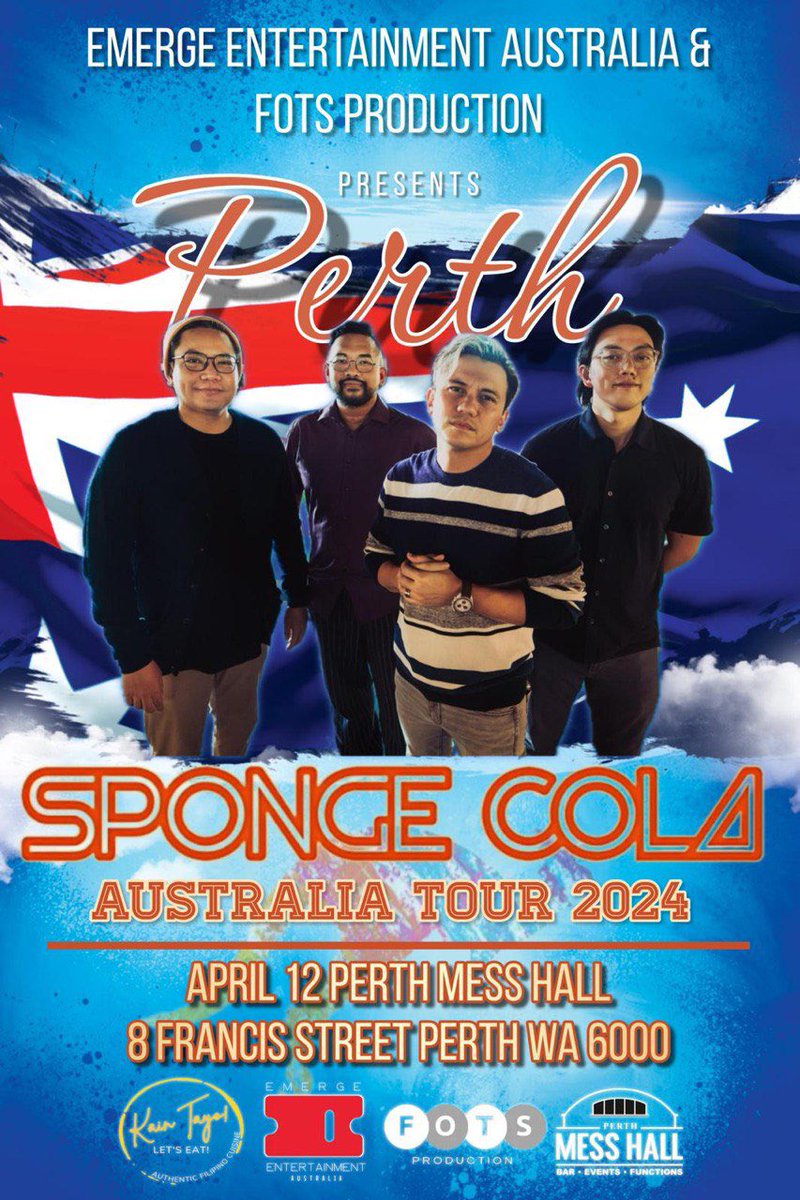 Get your tickets here! April 12 Perth- Perth Mess Hall tinyurl.com/SpongecolaPerth