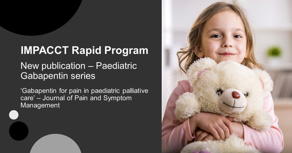 We are pleased to share our most recent research paper from our #IMPACCTRapidProgram Paediatric series: ‘Gabapentin for pain in paediatric palliative care’ published in @JPSMjournal Read the article here: bit.ly/47CLOTm #ClinicalTrials #PaediatricPalliativeCare