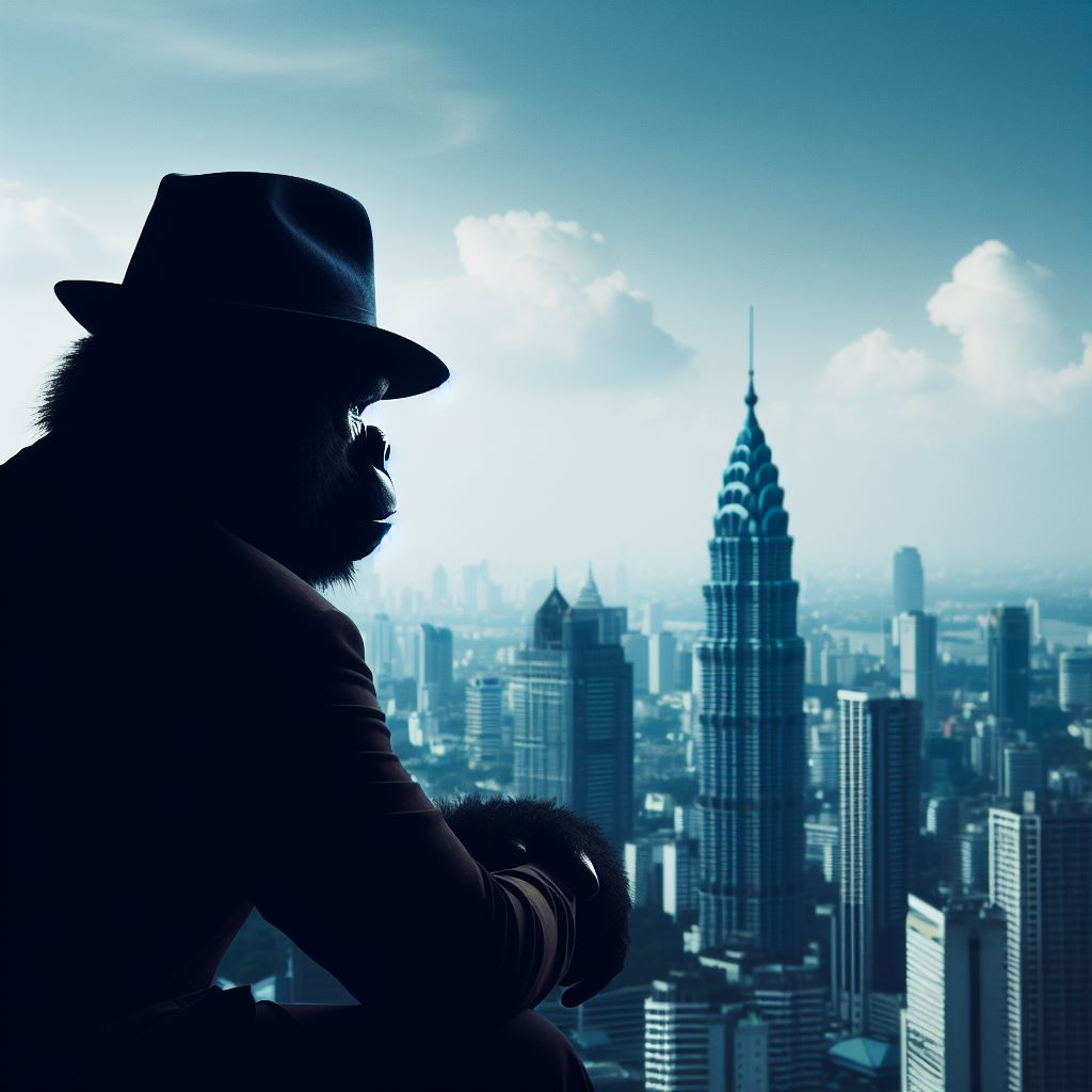 jdhmakes's tweet photo. January 16 Silhouettes #januaryaichallenge
#visualelectric had troubles, but Dall-e did okay.
PROMPT: a silhouette photo of a gorilla in a fedora and suit, looking at a cityscape https://t.co/OQfMyf4qRx