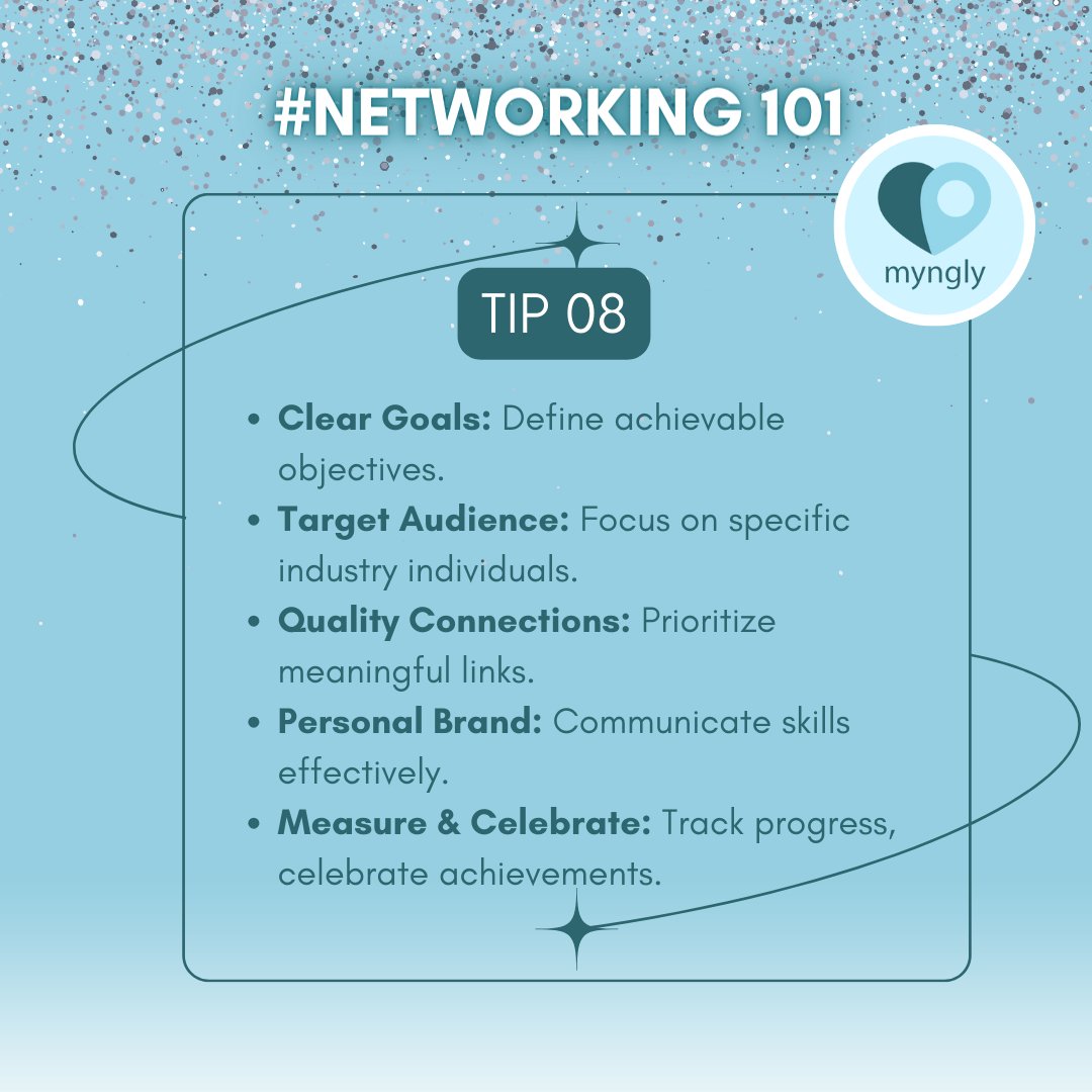 Defining your objectives in the world of professional networking serves as your North Star. 💫
Make them SMART and remember to celebrate your achievements.

#101NetworkingTips #ProfessionalDevelopment
#CareerSuccess #NetworkingPower 
#NetworkingSuccess #CareerDevelopment