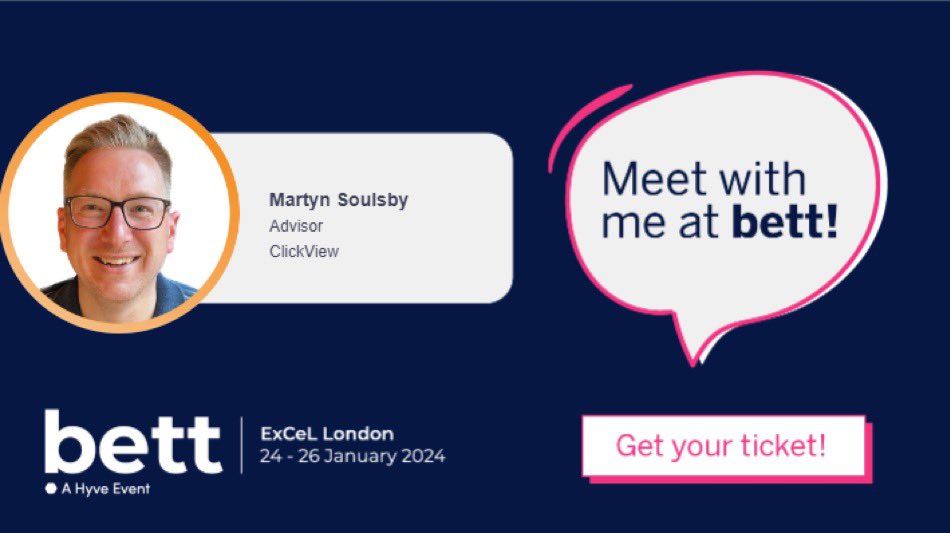 📢It's <a href="/Bett_show/">Bett Global</a> 2024 next week!  If you're a #ClickView customer heading there, reach out to me or
<a href="/ClickViewHelen/">Helen Morris</a> to have a chat &amp; a cuppa ☕️- we are there all 3days <a href="/ClickViewUK/">ClickView UK</a> <a href="/ClickView/">ClickView</a>   

Want to know more about ClickView - get in touch too!

calendly.com/mart-soulsby/b…
