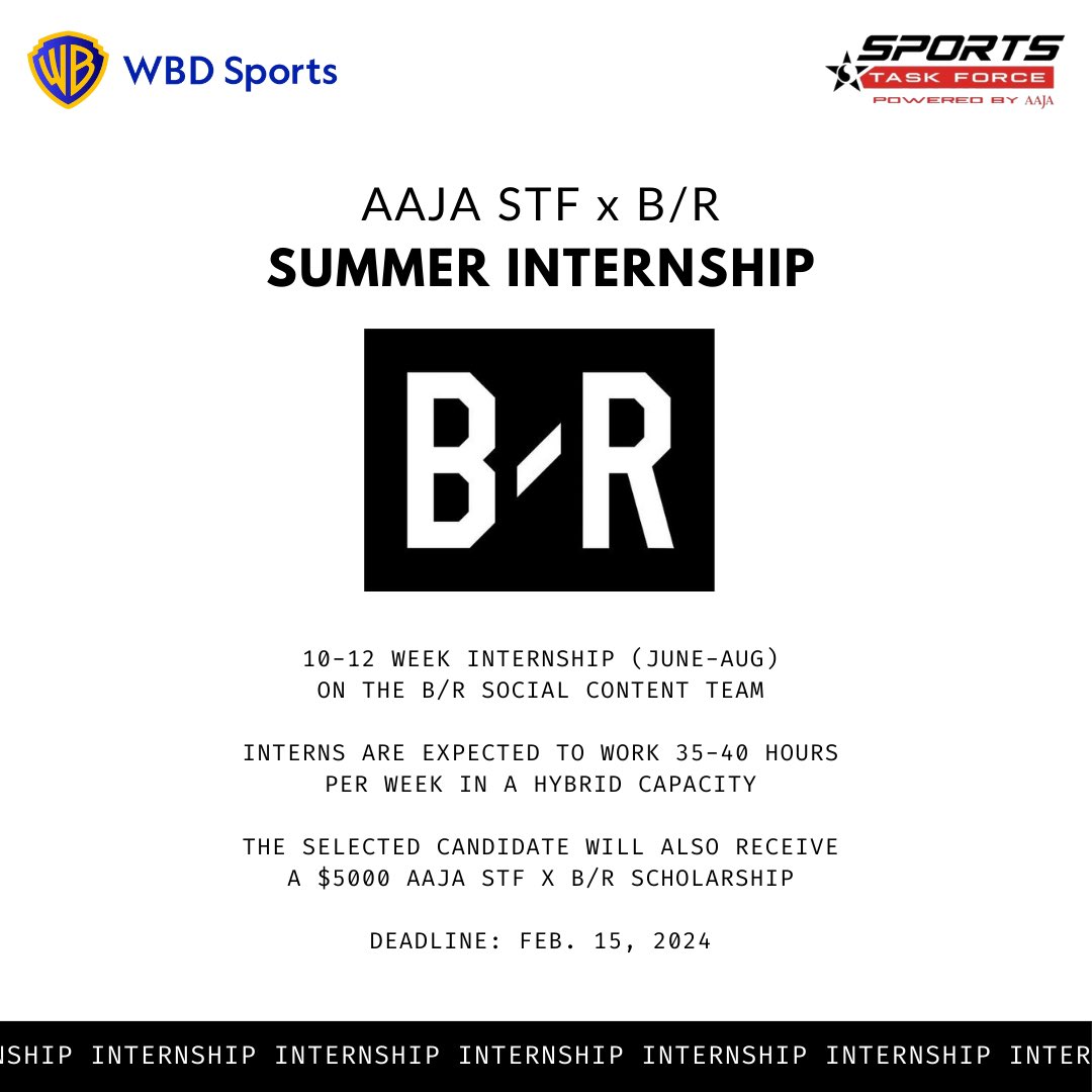 🚨INTERNSHIP ALERT, @aaja members! 🚨 Summer internship from @BleacherReport that is paid PLUS comes with a $5,000 scholarship on top of that 🔥🔥 Apply here by Feb 15: aaja.org/news-and-resou… @WBDSportsPR #AAJA #internships #sportsjournalism