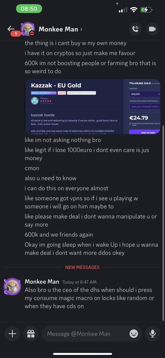 When they guy that is ddossing you also asks for DH advice