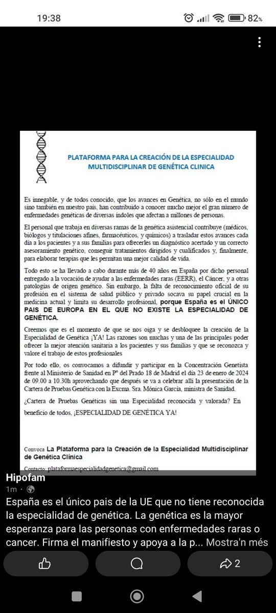eestepalo's tweet photo. https://t.co/HS7BjhTjjA

Manifest per crear l'especialitat mèdica de genètica.

https://t.co/HrtNCGkS1s https://t.co/1MS3xqwtZD