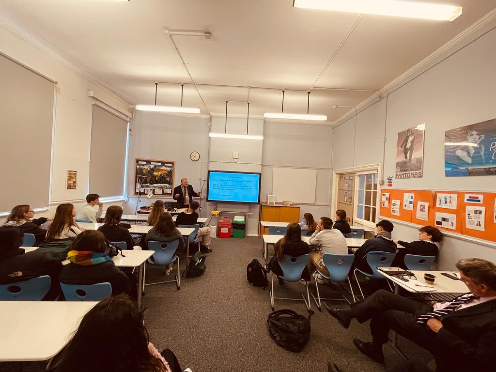 Alleyns_MFL's tweet photo. Merci beaucoup to our amazing Senior Deputy Head, Mr Skinnard, for today’s rich and hugely relevant presentation to #AlleynsUpper at #AlleynsMFL Society, on the important life and work of French writer and philosopher, Simone de Beauvoir. Another awesome #AlleynsOpportunity https://t.co/8JG2DO5Y0T
