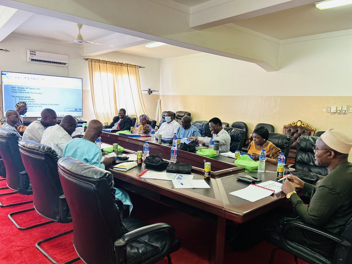 The National Nutrition Council convened its maiden meeting for 2024  chaired by HE V.P 🇬🇲. 
Discussions focused on the nutrition landscape and  recommendations  for <a href="/nana_gambia/">NaNA_Gambia</a> Board of Directors and the Management to advance country’s #nutrition related goals.