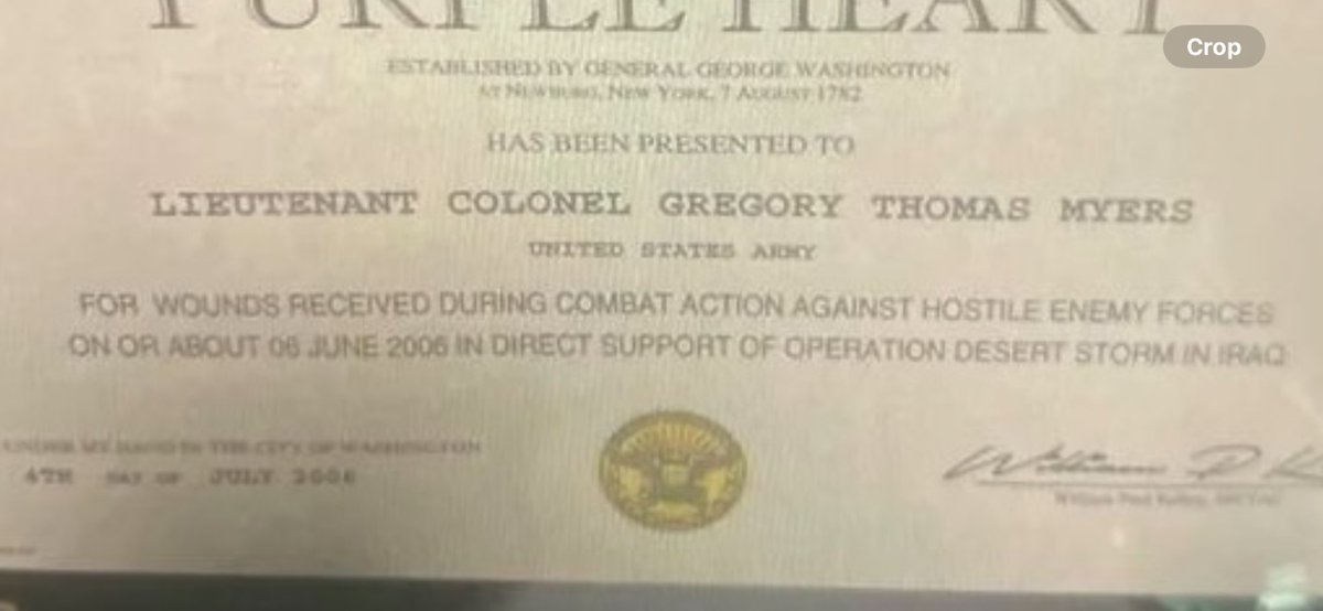 StolenValor1's tweet photo. Meet “LTC Gregory Thomas Myers” 

Medical Infantry I guess? Awarded a Silver Star and a Purple Heart for Operation Desert Storm in 2006…

Who would’ve thought Operation Desert Storm was still being fought in 2006! 😂😂

Fake certificates and a fake uniform. 
😂 https://t.co/a5994WEbtL