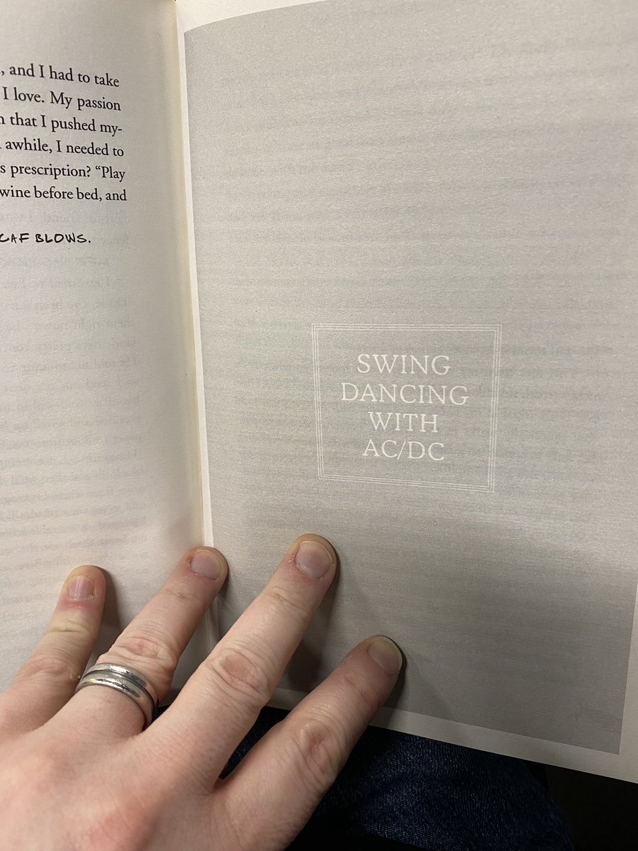 mtlk81's tweet photo. At my kids swimming lessons and ‘you shook me all night long’ is playing on the PA. 
I’m reading ‘storyteller’, Dave grohl’s book. I turn the page to read this!
Somewhere across the planets there’s probably some mystic meaning in this. 
If you work it out, can you let me know. https://t.co/xH6c4VsNsa