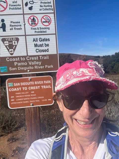 sdrvc's tweet image. Coast to Crest Challenger Lori Calabrese.

#C2CChallenge #SDRVC #SDRP #SanDieguitoRiverPark #SanDiego #SanDiegoCounty #SoCal #California #NorthCountySanDiego #NorthCounty #LakeHodges #BernardoMountain #DelDiosGorge #SanDieguitoLagoon #VolcanMountain