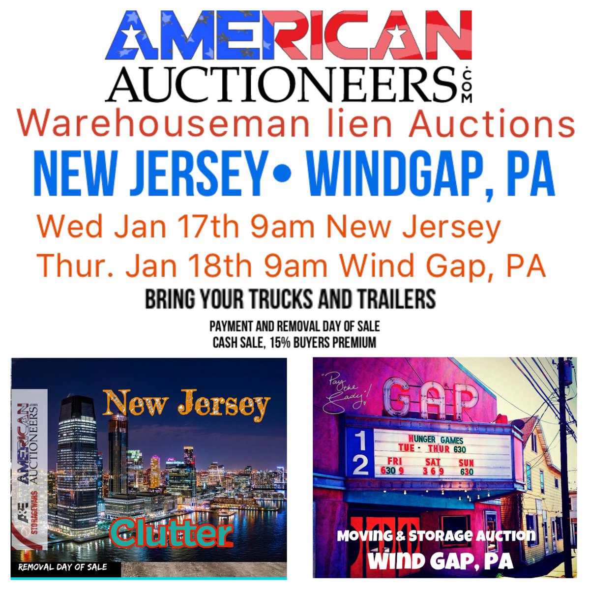 storageauctnet's tweet image. These are live auctions in #NewJersey and #WindGap, PA
AmericanAuctioneers.com