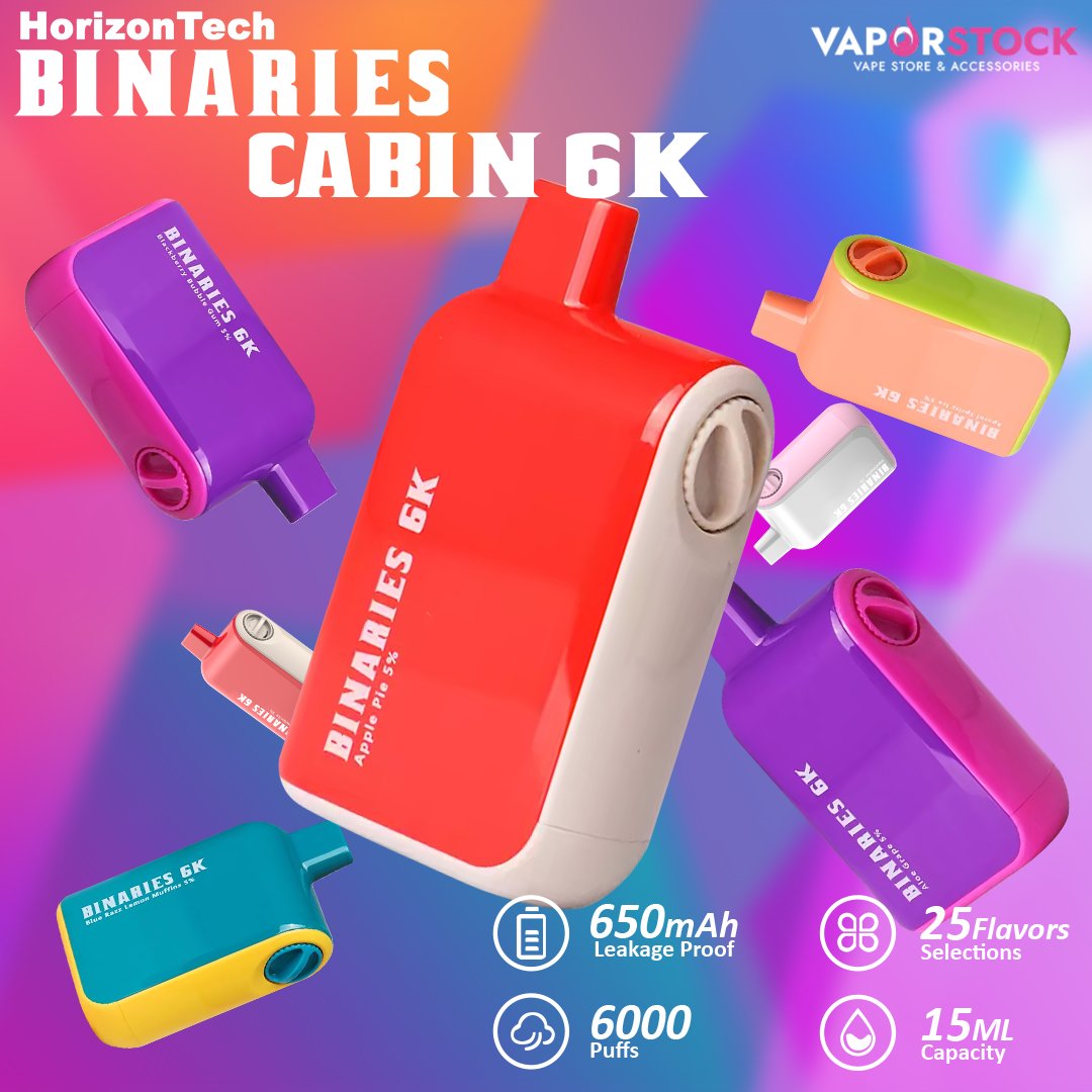 Binaries Cabin Disposable 6000
Puffs | 15mL | 50mg Inherits the smooth, authentic
flavor performance with 25 new flavors.

 vaporstock.com/products/horiz…

#california #vape #juicerecipes #disposablepod
#vapelife