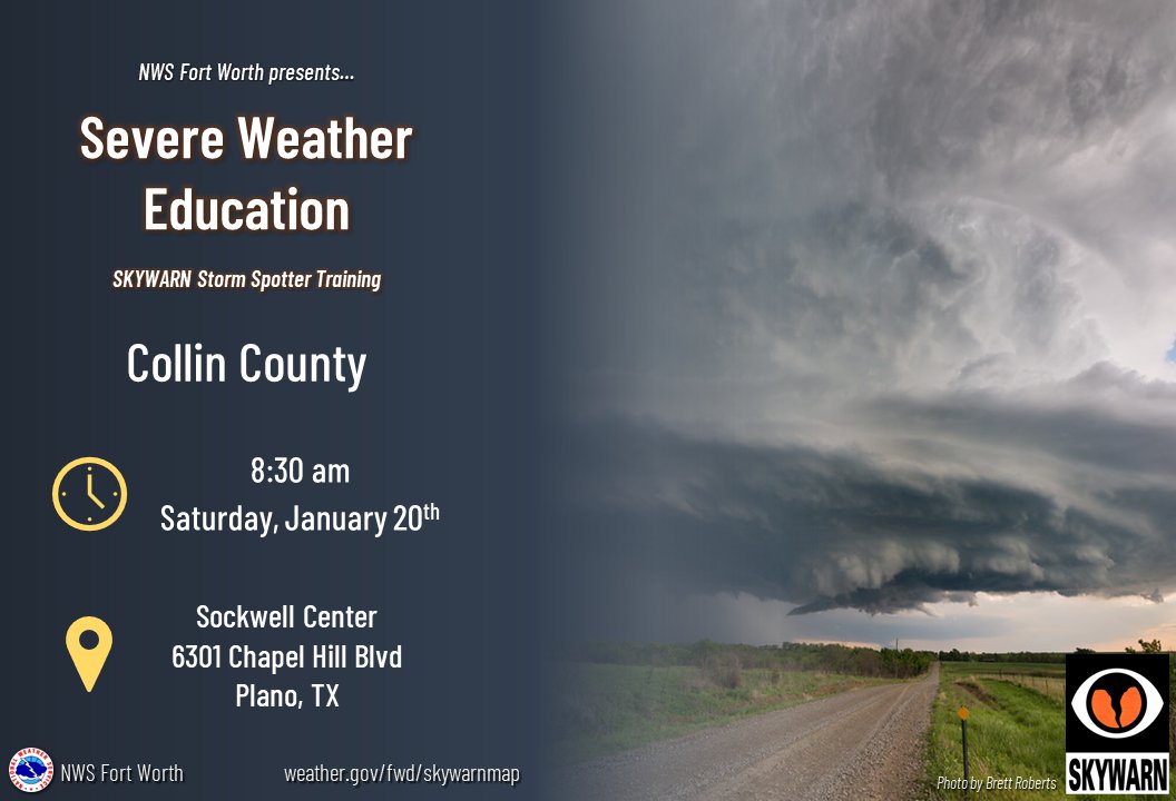 PlanoEM's tweet photo. Are you doing anything this Saturday? We'd love to see you at the Severe Weather Education class. Check for more details here: https://t.co/zrZQ2nuKxF
 #LovePlano #SKYWARN https://t.co/wHIClpyyoc