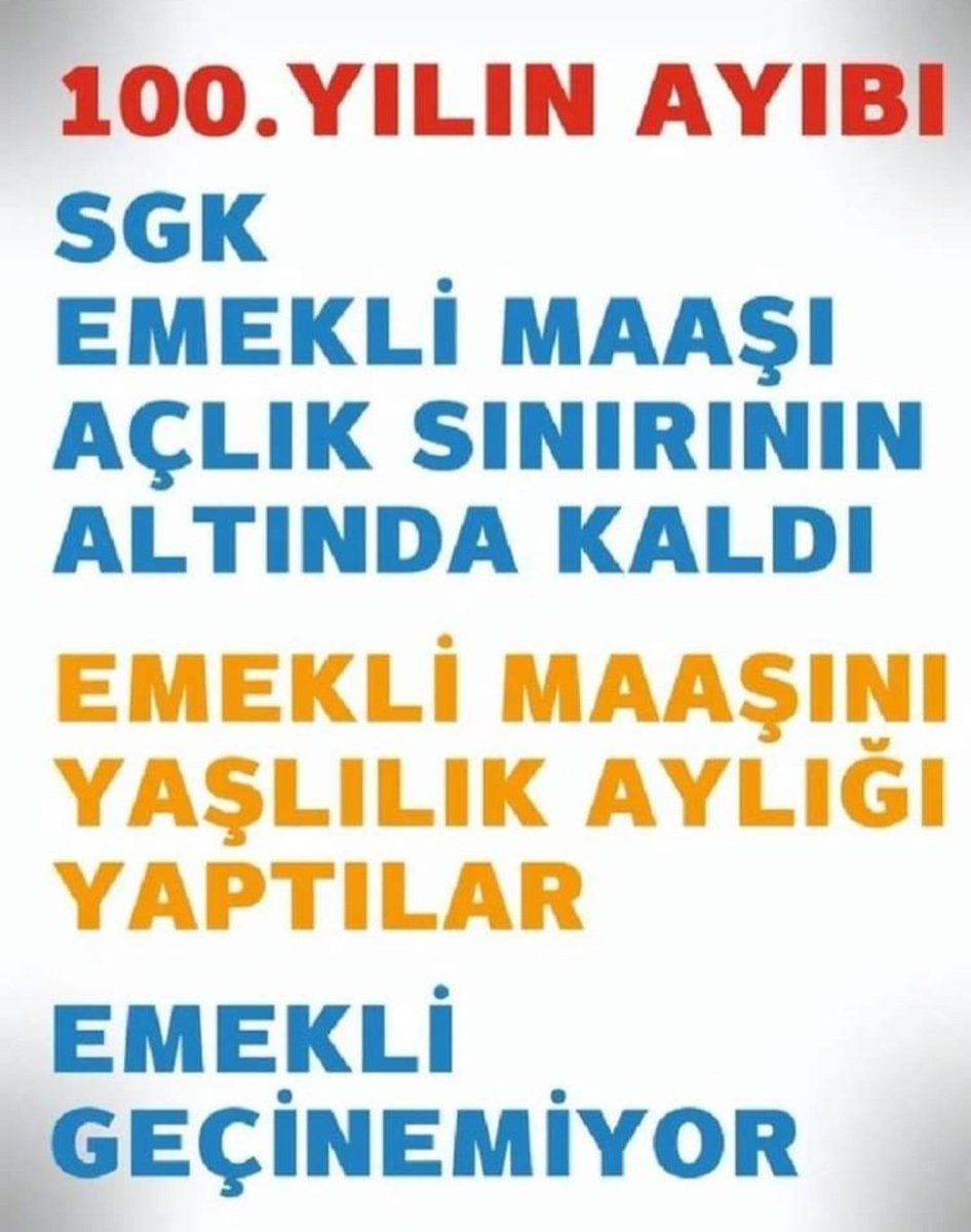 EMEKLİ  OLDUĞUNDA
ASGARİ   ÜCRETİN  
İKİ  KATI  MAAŞ  ALAN  

E M E K L İ 

BUGÜNLERDE  
AÇLIK  SINIRININ  ALTINDA 
MAAŞA  MAHKUM  EDİLDİ 

#BayEkonomist
#SosyalDevlet
#SosyalAdalet