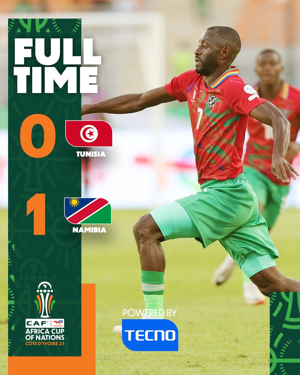 ⌚ FULL-TIME! Deon Hotto's late winner secures all 3 points for Namibia. 🇳🇦 #TUNNAM | #TotalEnergiesAFCON2023