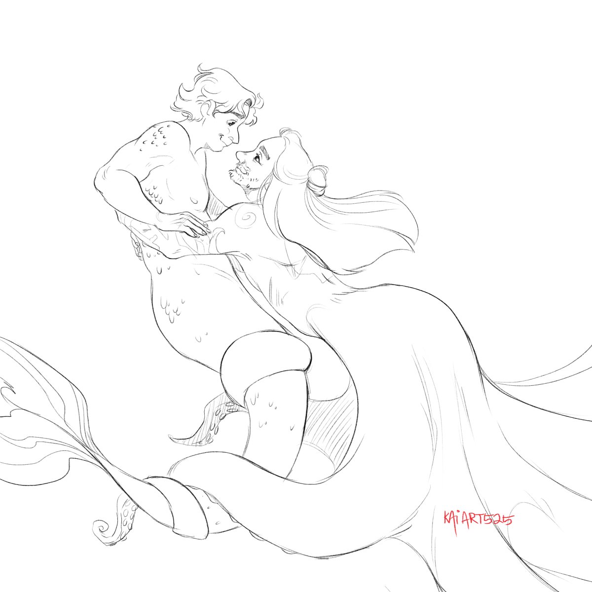 kaiart525's tweet image. Some #ofmdfanart from some art requests on i/g! 
1. Mermaid au but merstede falls in love with sea witch Ed instead of with Prince Ned
2. Ed adopts a kitten

#edstede #ofmd